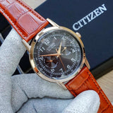 Buy Shop Citizen Eco Drive Multi Function Day & Date Black Dial Brown Leather Strap Watch For Men - AO9003-08E USA Online