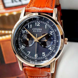 Buy Shop Citizen Eco Drive Multi Function Day & Date Black Dial Brown Leather Strap Watch For Men - AO9003-08E USA Online