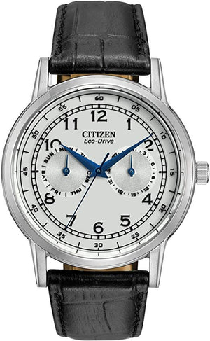 Buy Shop Citizen Eco Drive Silver Dial Black Leather Strap Watch For Men - AO9000-06B USA Online