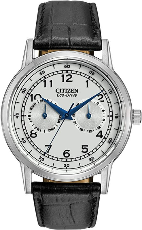 Buy Shop Citizen Eco Drive Silver Dial Black Leather Strap Watch For Men - AO9000-06B USA Online