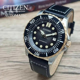 Buy Shop Citizen Mechanical Automatic Black Dial Black Leather Strap Watch for Men - NJ0176-10E USA Online