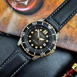 Buy Shop Citizen Mechanical Automatic Black Dial Black Leather Strap Watch for Men - NJ0176-10E USA Online