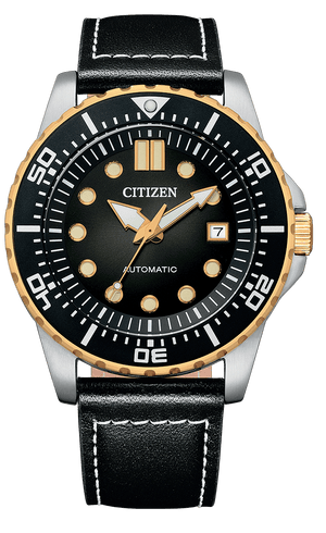 Buy Shop Citizen Mechanical Automatic Black Dial Black Leather Strap Watch for Men - NJ0176-10E USA Online