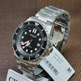 Buy Shop Citizen Mechanical Black Dial Silver Steel Strap Watch For Men - NJ0120-81E USA Online