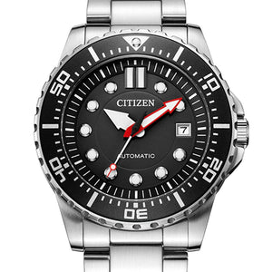 Buy Shop Citizen Mechanical Black Dial Silver Steel Strap Watch For Men - NJ0120-81E USA Online