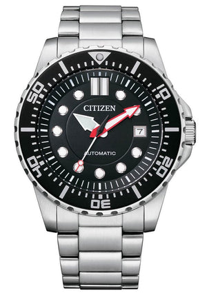 Buy Shop Citizen Mechanical Black Dial Silver Steel Strap Watch For Men - NJ0120-81E USA Online