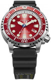 Citizen Eco Drive Promaster Marine Red Dial Black Rubber Strap Watch For Men - BN0159-15X