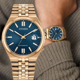 Buy Shop Citizen Tsuyosa 60 Automatic Blue Dial Rose Gold Steel Strap Watch for Men - NK0023-57L USA Online