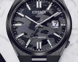 Citizen Tsuyosa Automatic Camouflage Black Dial Black Steel Strap Watch For Men - NJ0155-87E