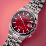 Buy Shop Citizen Tsuyosa Automatic Red Dial Silver Steel Strap Watch For Men - NJ0150-56W USA Online