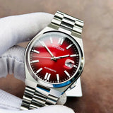 Citizen Tsuyosa Automatic Red Dial Silver Steel Strap Watch For Men - NJ0150-56W