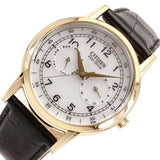 Buy Shop Citizen Watch Eco Drive Day & Date White Dial Black Leather Strap Watch For Men - AO9003-16A USA Online