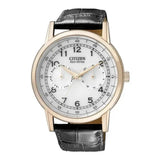 Buy Shop Citizen Watch Eco Drive Day & Date White Dial Black Leather Strap Watch For Men - AO9003-16A USA Online