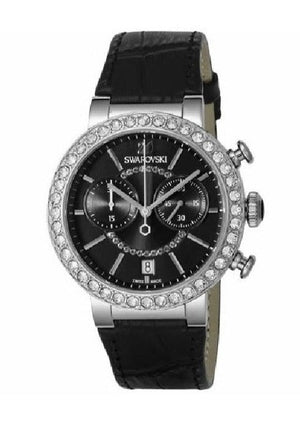 Buy Shop Swarovski Citra Sphere Chronograph Black Dial Black Leather Strap Watch for Women - 5027131 USA Online