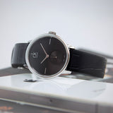 Calvin Klein Accent Black Dial Black Leather Strap Watch for Women - K2Y231C3