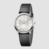 Buy Shop Calvin Klein Minimal Silver Dial Black Leather Strap Watch for Women - K3M221C6 USA Online