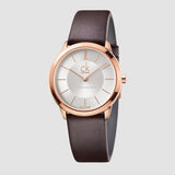 Buy Shop Calvin Klein Minimal White Dial Brown Leather Strap Watch for Women - K3M226G6 USA Online