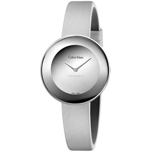 Buy Shop Calvin Klein Chic Silver Dial White Leather Strap Watch for Women - K7N23UP8 USA Online