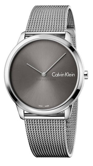 Buy Shop Calvin Klein Minimal Grey Dial Silver Mesh Bracelet Watch for Men - K3M211Y3 USA Online