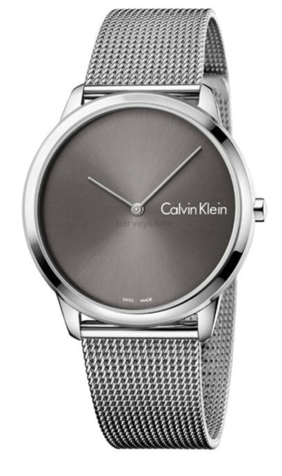 Buy Shop Calvin Klein Minimal Black Dial Silver Mesh Bracelet Watch for Men - K3M21123 USA Online