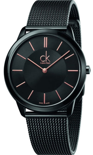 Buy Shop Calvin Klein Minimal Black Dial Black Mesh Bracelet Watch for Men - K3M21421 USA Online
