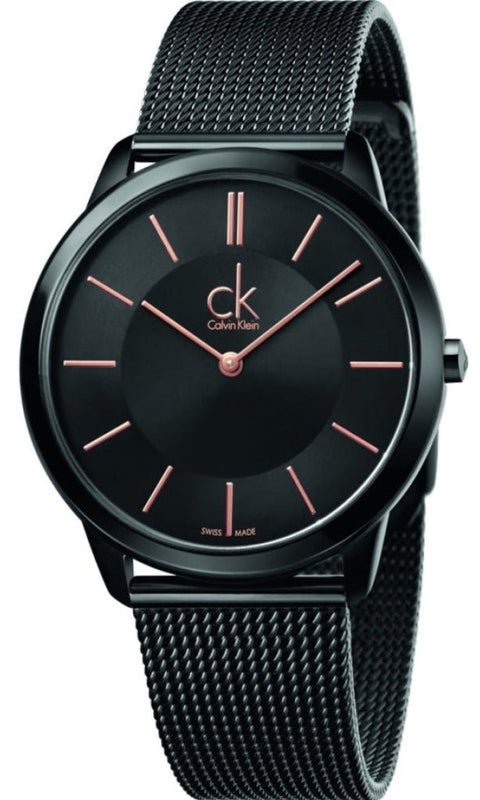 Buy Shop Calvin Klein Minimal Black Dial Black Mesh Bracelet Watch for Men - K3M21421 USA Online