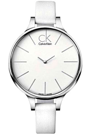 Buy Shop Calvin Klein Equal White Dial White Leather Strap Watch for Women - K3E231L6 USA Online