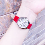 Marc Jacobs Roxy Silver Dial Red Leather Strap Watch for Women - MJ1632