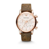 Buy Shop Emporio Armani Classic Chronograph White Dial Brown Leather Strap Watch For Men - AR1809 USA Online