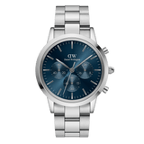 Buy Shop Daniel Wellington Iconic Chronograph Link Blue Dial Silver Steel Strap Watch For Men - DW00100644 USA Online