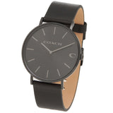 Coach Charles Black Dial Black Leather Strap Watch for Men - 14602434