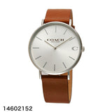 Coach Charles Silver Dial Brown Leather Strap Watch for Men - 14602152