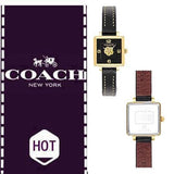 Buy Shop Coach Black Square Dial Black Leather Strap Watch for Women - 14503695 USA Online