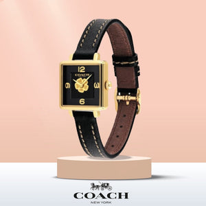 Buy Shop Coach Black Square Dial Black Leather Strap Watch for Women - 14503695 USA Online