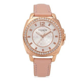 Buy Shop Coach Boyfriend Mother of Pearl White Dial Pink Leather Strap Watch for Women - 14503151 USA Online