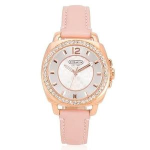 Buy Shop Coach Boyfriend Mother of Pearl White Dial Pink Leather Strap Watch for Women - 14503151 USA Online