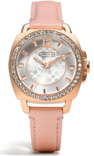 Buy Shop Coach Boyfriend Mother of Pearl White Dial Pink Leather Strap Watch for Women - 14503151 USA Online