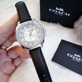 Buy Shop Coach Boyfriend Silver Dial Black Leather Strap Watch for Women - 14503152 USA Online