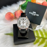 Buy Shop Coach Boyfriend Silver Dial Black Leather Strap Watch for Women - 14503152 USA Online