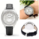 Buy Shop Coach Boyfriend Silver Dial Black Leather Strap Watch for Women - 14503152 USA Online