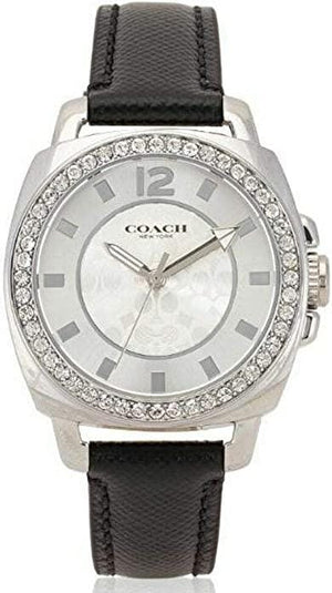 Buy Shop Coach Boyfriend Silver Dial Black Leather Strap Watch for Women - 14503152 USA Online