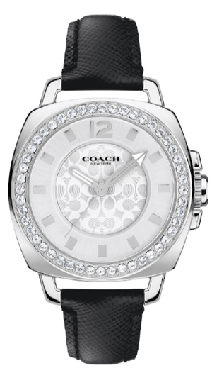 Buy Shop Coach Boyfriend Silver Dial Black Leather Strap Watch for Women - 14503152 USA Online