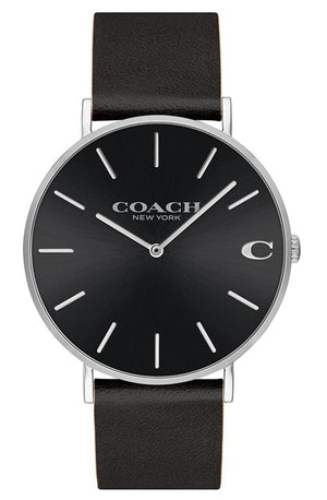 Buy Shop Coach Charles Black Dial Black Leather Strap Watch for Men - 14602149 USA Online