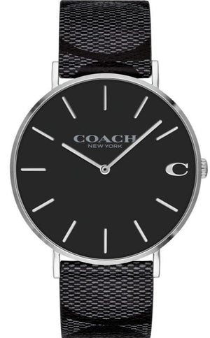 Buy Shop Coach Charles Black Dial Black Leather Strap Watch for Men - 14602157 USA Online