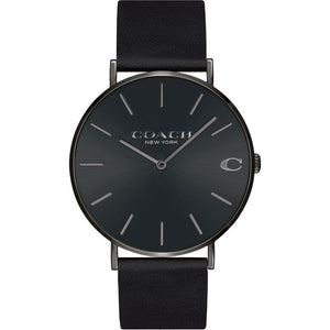 Buy Shop Coach Charles Black Dial Black Leather Strap Watch for Men - 14602434 USA Online
