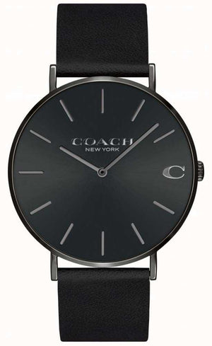 Buy Shop Coach Charles Black Dial Black Leather Strap Watch for Men - 14602434 USA Online