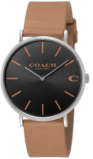 Buy Shop Coach Charles Black Dial Brown Leather Strap Watch for Men - 14602155 USA Online