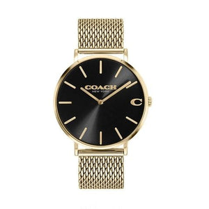 Buy Shop Coach Charles Black Dial Gold Mesh Bracelet Watch for Men - 14602440 USA Online