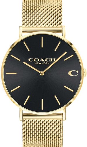 Buy Shop Coach Charles Black Dial Gold Mesh Bracelet Watch for Men - 14602440 USA Online