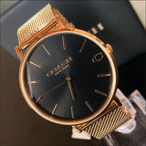 Buy Shop Coach Charles Black Dial Rose Gold Mesh Bracelet Watch for Men - 14602552 USA Online
